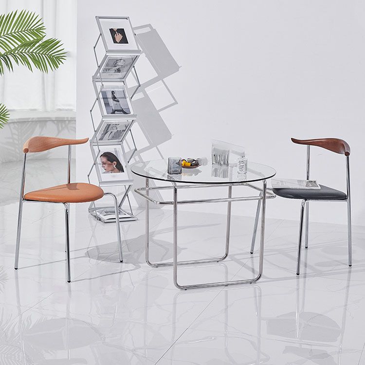 Silla sin brazos de comedor de metal moderno, silla lateral de comedor de cuero sintético para uso en restaurantes