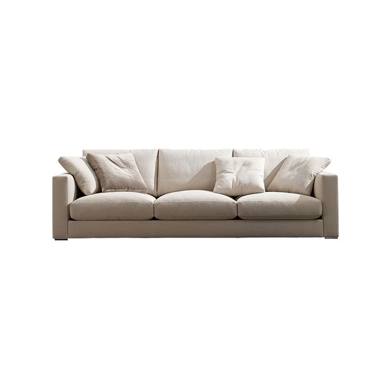 Standard Square Arm Sofa with Pillows Seating in Beige for Apartment