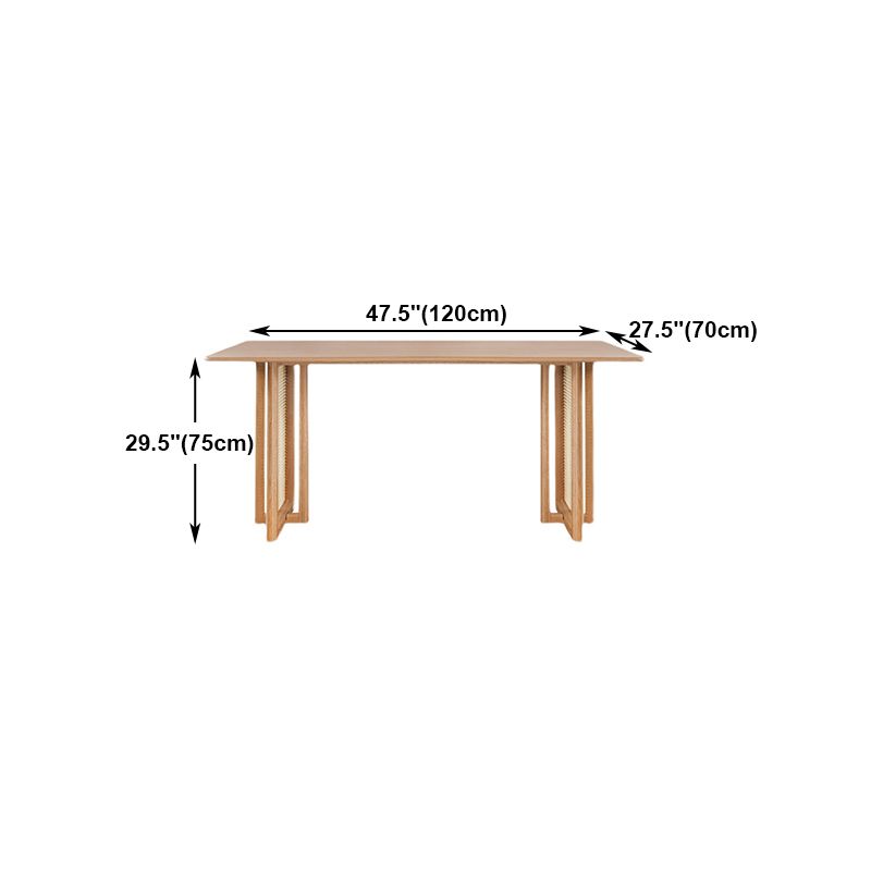 Modern Oak Table for Restaurant Rectangle Dining Table with Double Pedestal
