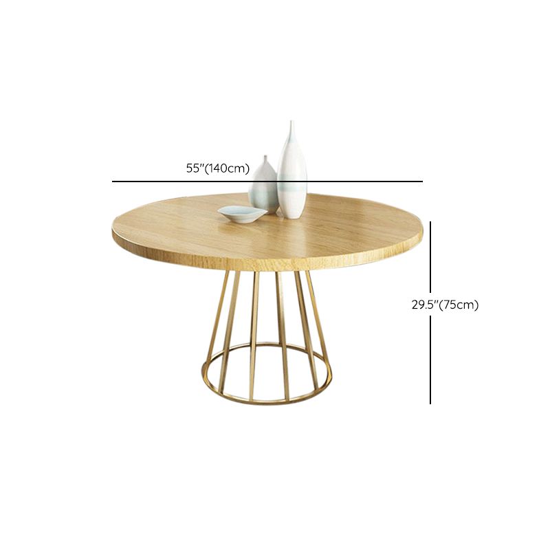 Contemporary 1/2/5/7 Pieces Furniture Round Solid Wood Dining Table Set in Brown