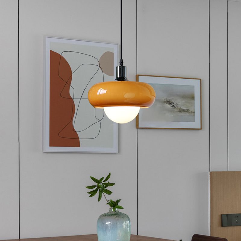 Nordic moderne 1-Light Pendant Light Drum Glass Prending Pendant Pendant Light for Bedroom