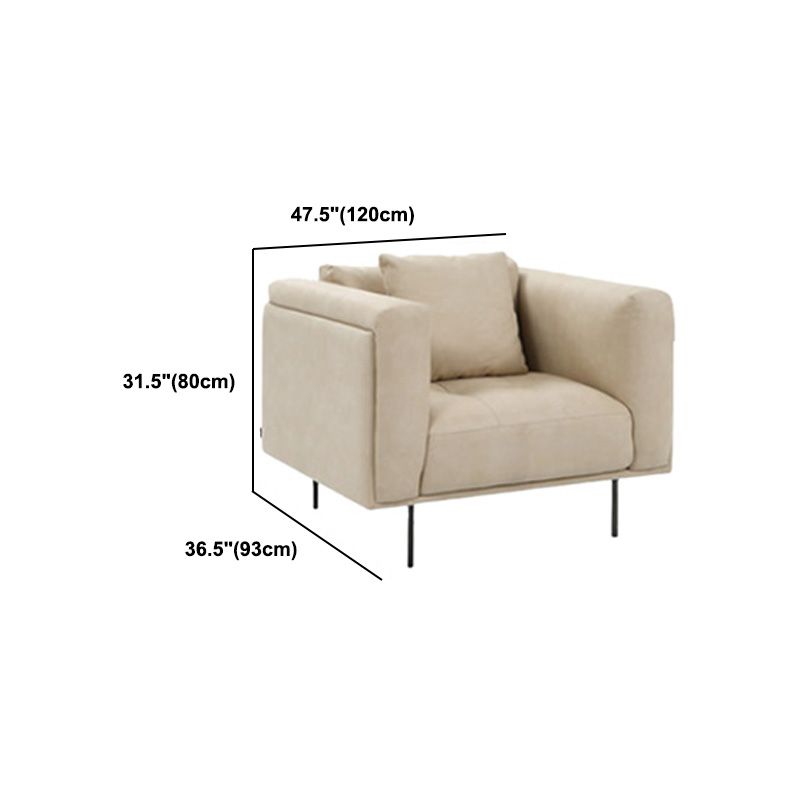 Nordic Style Sectional Feather Cushion Filled Flannelette Beige Sofa