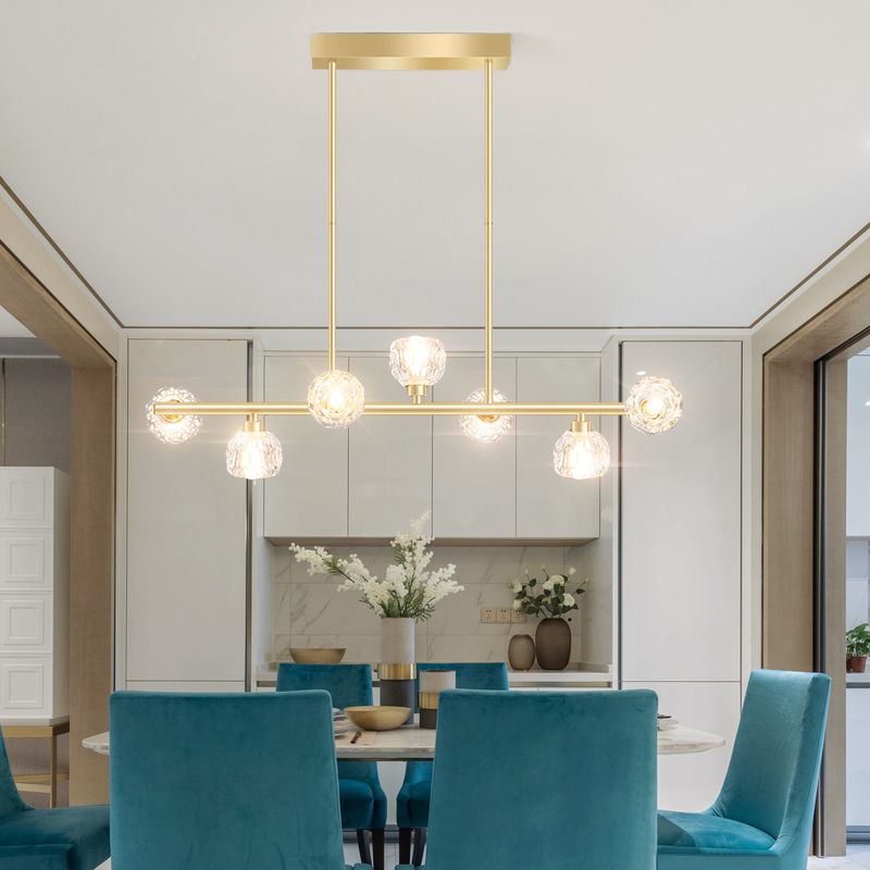 Modern Kitchen Pendant Lights Spherical Glass 7-Light Island Pendant Lights