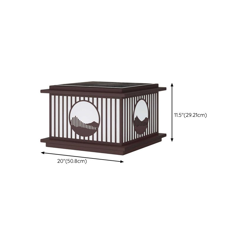 Metal Square Shape Outdoor Lights Modern Style 1 Light Solar Pillar Lamp in Black