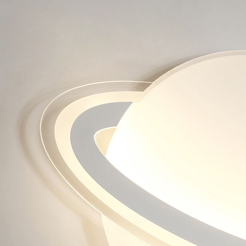 Round Shape Metal Flush Mount Light Kid Style 2 Lights Flush Mount Light Fixtures in White