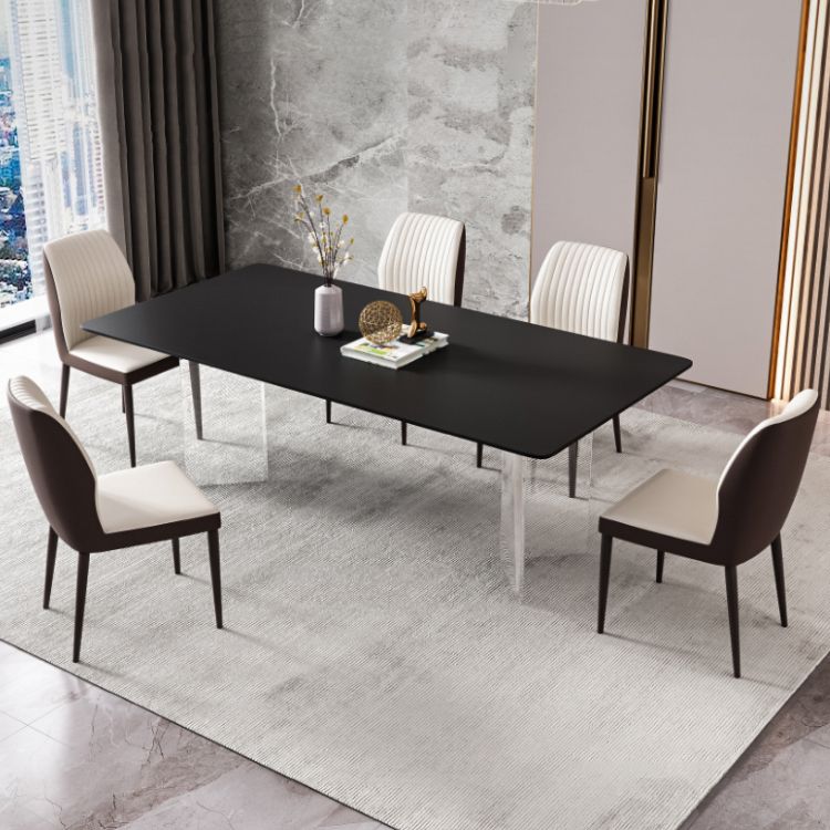 Modern Style Rectangle Dining Table Sintered Stone Table with Acrylic Base