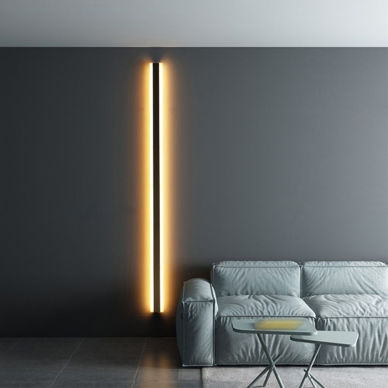 Linear Shape Metal Wall Mount Lighting Modern 1-Light Wall Mounted Light Fixture in Black
