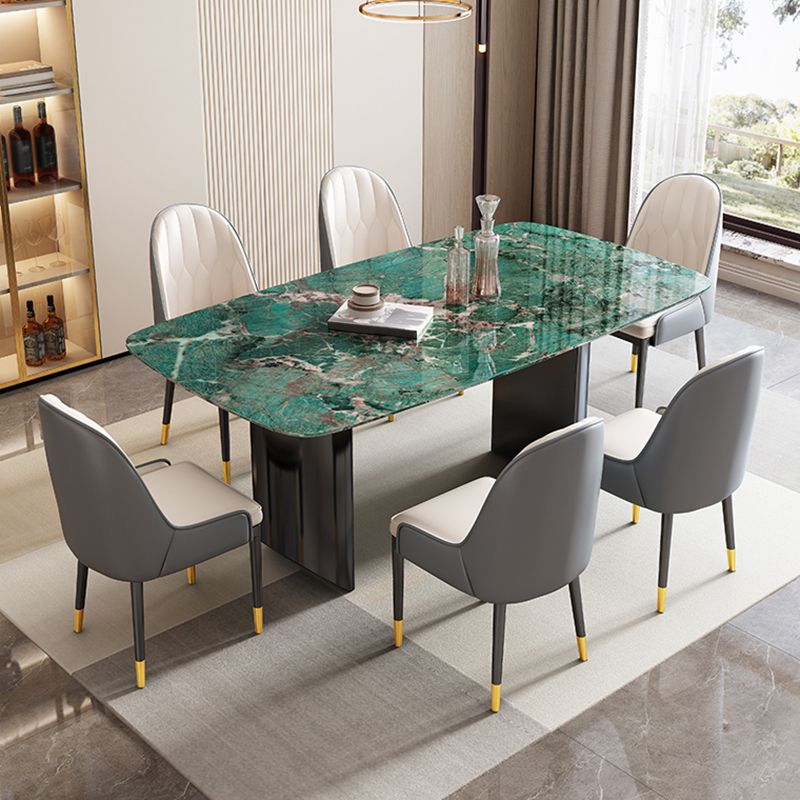 Double Pedestal Dining Table Rectangle Dining Table for Kitchen