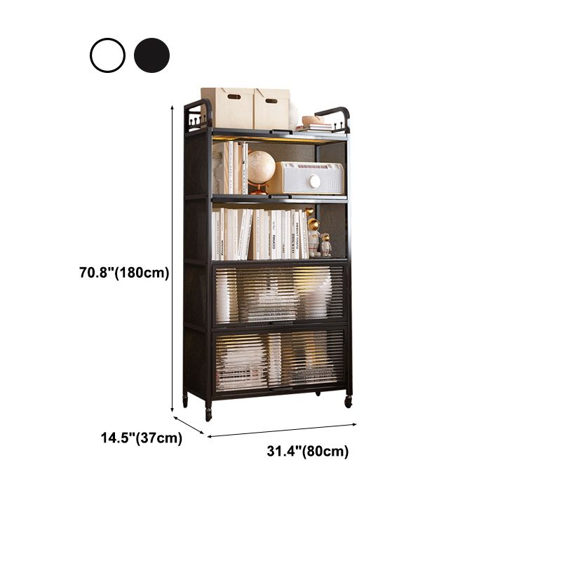 Modern Style Bookshelf Metal Closed Back Bookcase with Door for Office