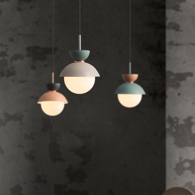 Round Shape Metal Hanging Light Nordic Macarons Style 1 Light Hanging Mounted Lights