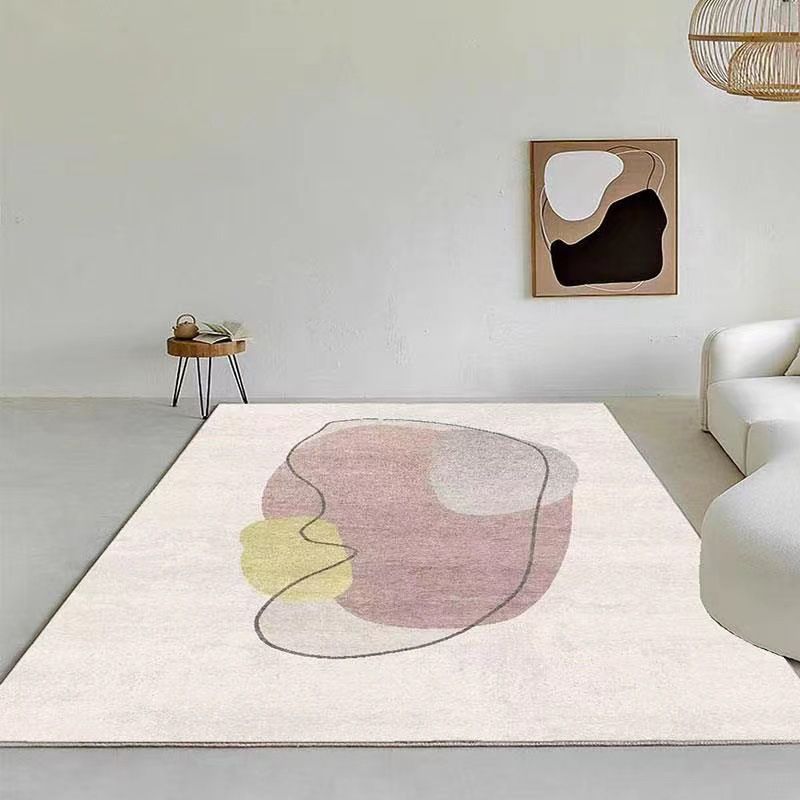 Black Modern Rug Polyester Circle Indoor Rug Non-Slip Backing Rug for Home Decor