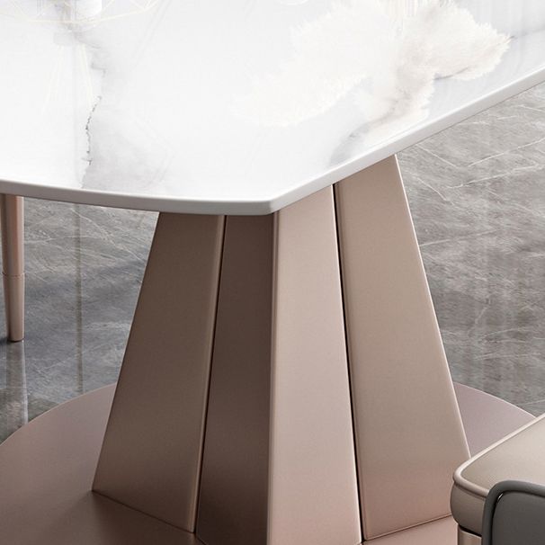Modern Pedestal Casual Dining Table Round Dining Table with Stainless Steel Base