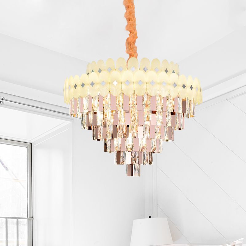 Layered Ceiling Chandelier Contemporary Clear Crystal 12/16/22 Lights Living Room Down Lighting