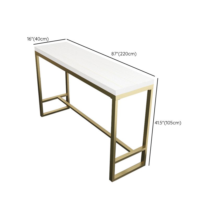 Glam Style Rectangle Bar Table Fixed Bar Dining Table with Footrest