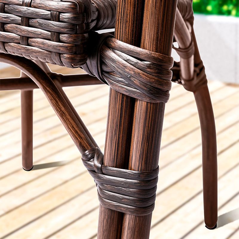 Tropical Rattan Patio Dining Chair Open Back Outdoors Dining Chairs