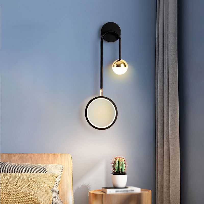 Contemporary LED Wall Light Black Metal Lighting for Living Room