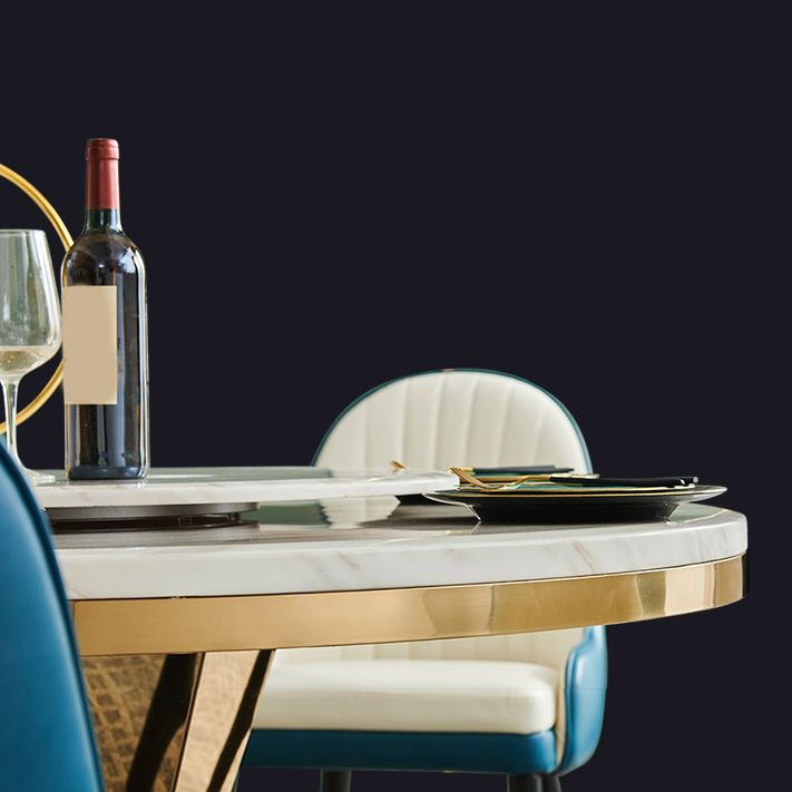 Glam Round Shape Marble Table Standard Kitchen Dining Table with Pedestal Base