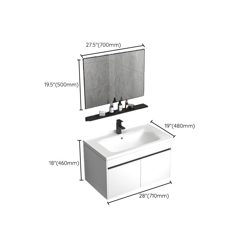 Modern Bathroom Vanity Set Wood Standalone Cabinet and Mirror Space Saver Vanity