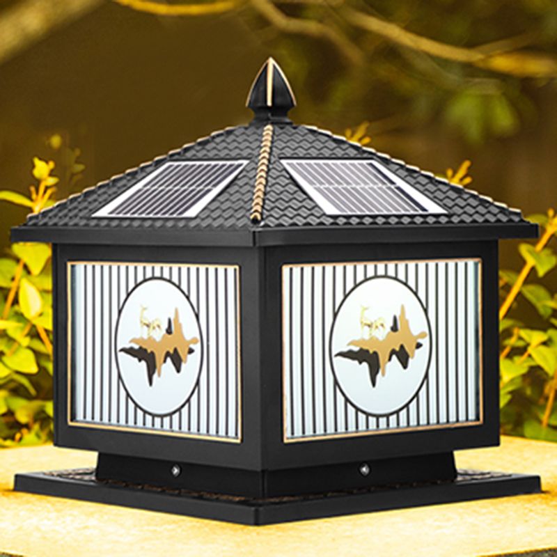 Modern Metallic Pillar Light Creative LED Solar Lighting Fixture for Garden