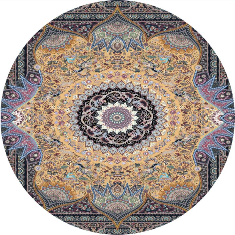 Olden Turkish Folk Art Rug Multi Color Persian Carpet Polyester Anti-Slip Stain Resistant Washable Rug for Room