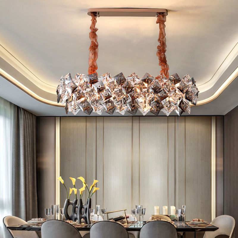 Contemporary Island Lighting Linear Pendant Lighting Chandelier Light Fixtures in Grey