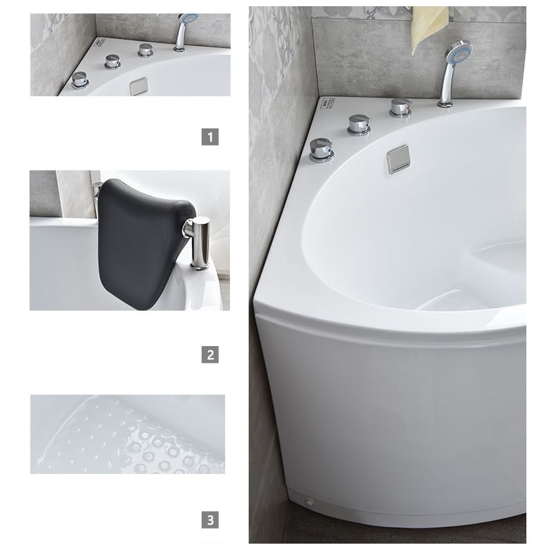Corner Acrylic Bathtub Soaking White Modern Back to Wall Bath