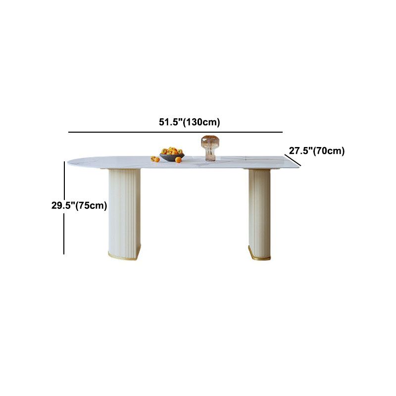 Stone Top Dining Table Contemporary Dining Table with Sled Base in White