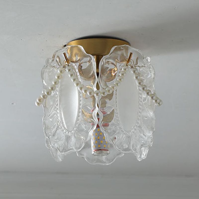 Modern Simple Ceiling Light Geometry Shape Ceiling Lamp with Glass Shade for Bedroom