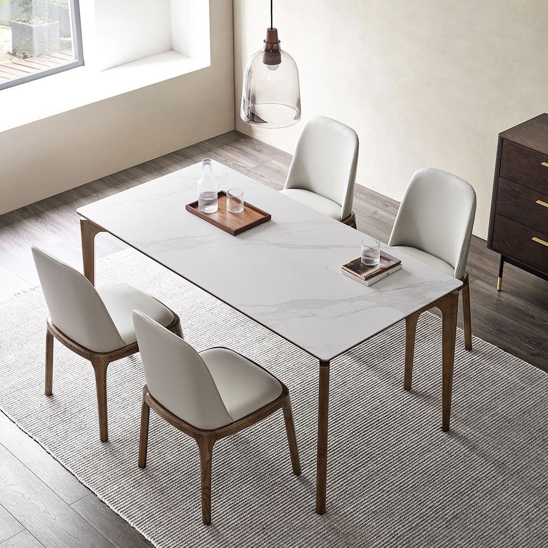 Modern Sintered Stone Top Dining Set Rectangle 1/2/4/5 Pieces Dining Room Table Set