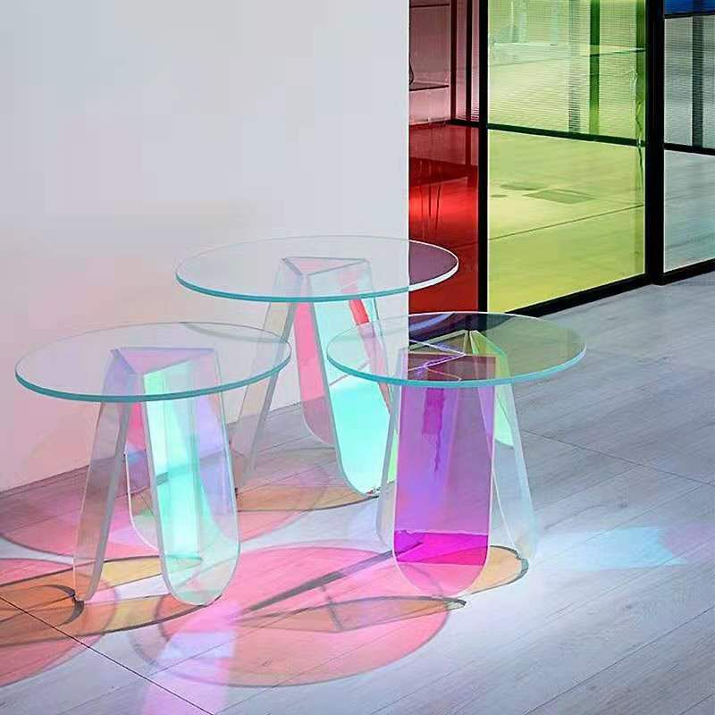 Light Luxury Gradient Colorful Coffee Table Round Oval Acrylic Coffee Table
