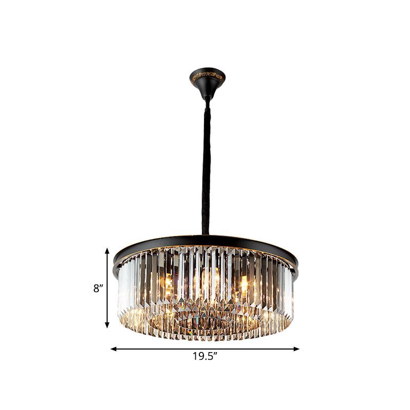 Black Island Lighting Rural Beveled Crystal Tiered Geometry Suspension Pendant Light for Dining Room