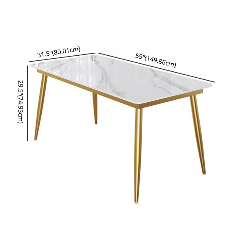 Minimalist Sintered Stone White Dining Set Rectangle Shape Standard Dining Set for Kitchen