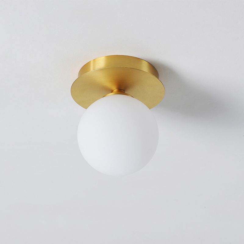 Round Aisle Semi Flush Mount Ceiling Fixture Metal 1 Head Simple Flush Light in Brass