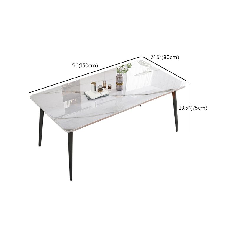 Modern Stone Rectangle Dining Table 4 Metal Legs for Dining Room