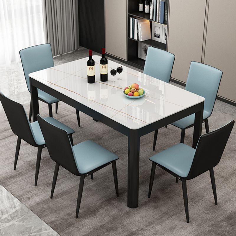 Contemporary Style Rectangle Glass Dining Site Table with 4 Legs