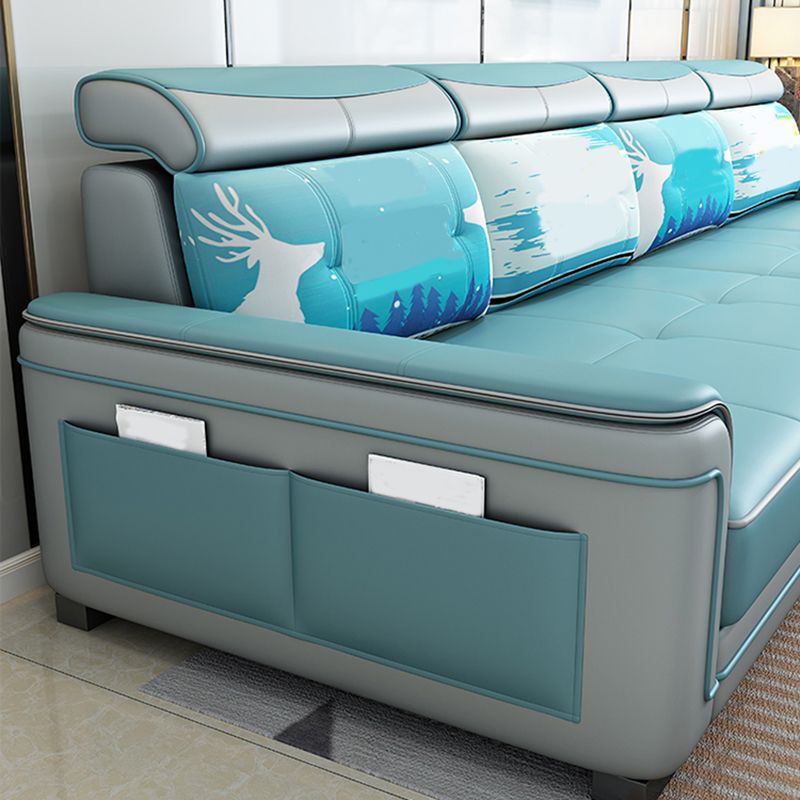 3-seat  Pillow Top ArmSectionals Faux Leather Sofa and Chaise with Storage