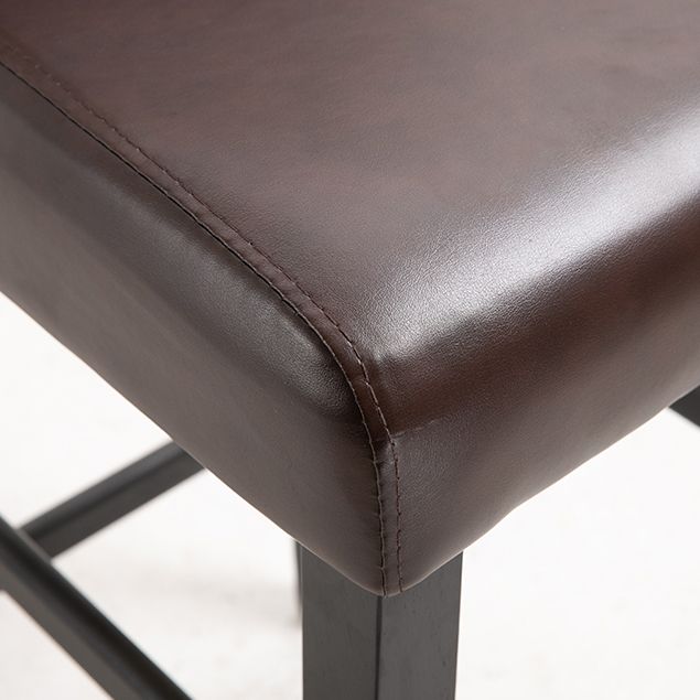 Taburete de bar Bristol de madera maciza de cuero moderno con reposapiés y respaldo bajo
