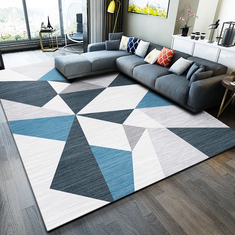 Trendy Rectangle Print Indoor Rug Polyester Carpet Non-Slip Backing Area Rug for Home Decoration