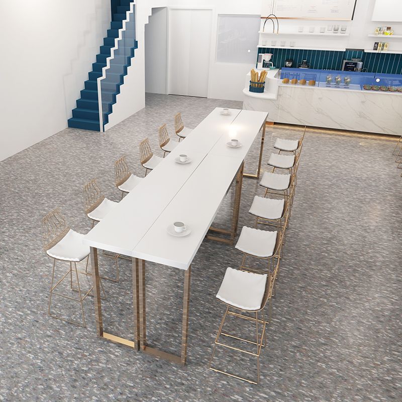 Glam Pub Height Dining Table White and Gold Counter Height Table