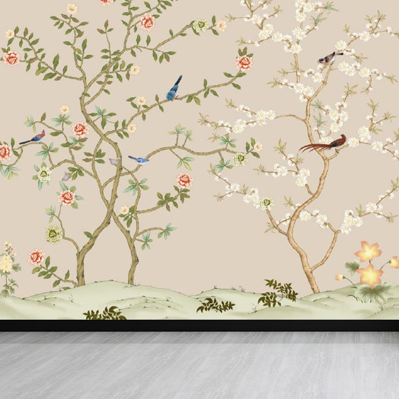 Large Flower Tree Mural Wallpaper Modern Luxuriant Botanical Wall Decor in Green
