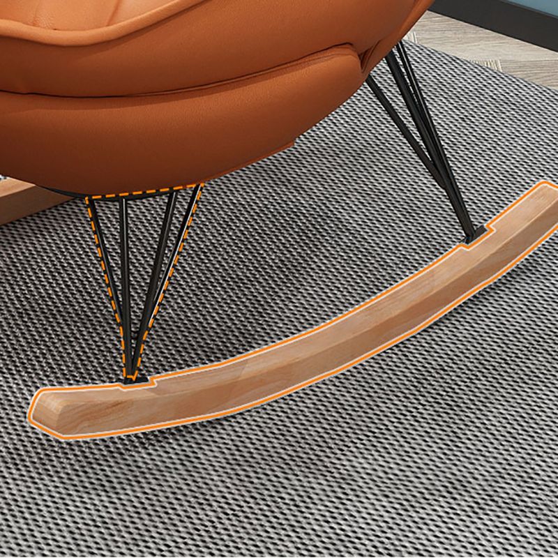 Modern Rocking Chair Pure Color Rocking Chair with Dark Legs Ottoman