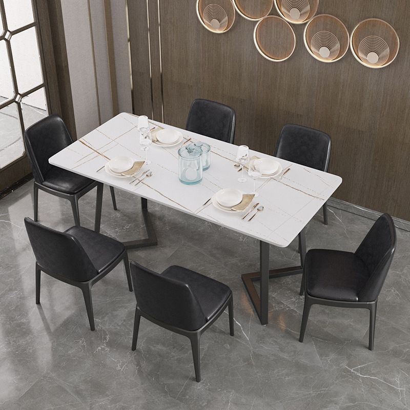 Polished Finish Dinette Set with Black Chairs 1/4/5/7 Pieces Glam Dining Table Set