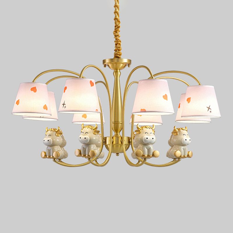 Animal Suspension Light Kids Resin Nursery Chandelier Light with Empire Shade in White