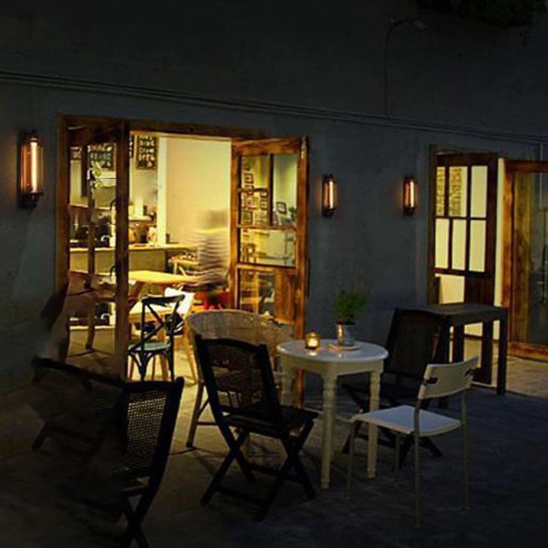 Metal Industrial Wall Sconce Cylinder Shape Wall Light for Courtyard