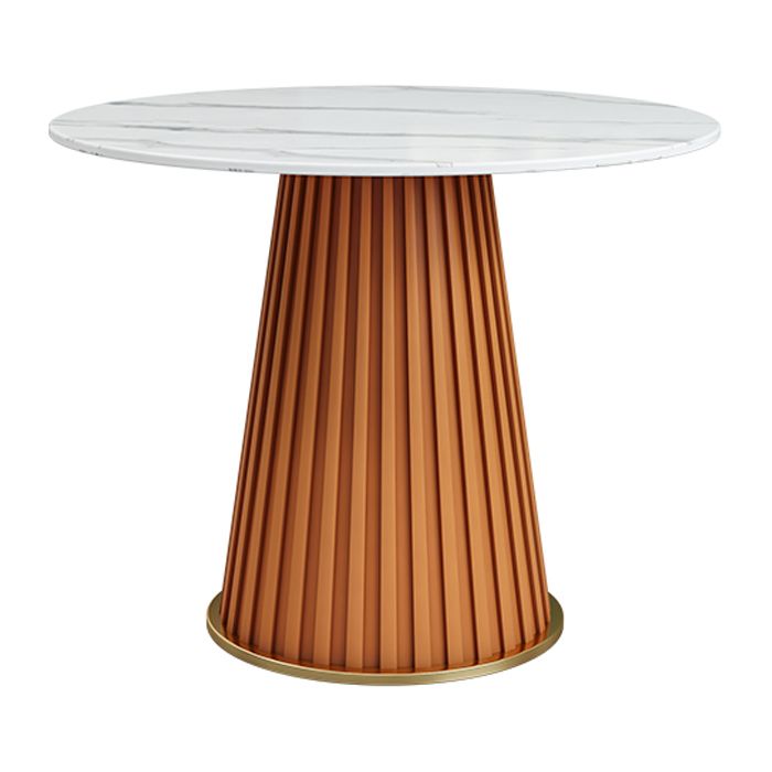 Luxury Sintered Stone Top Dining Table Restaurant Round Table with Metal Pedestal Base