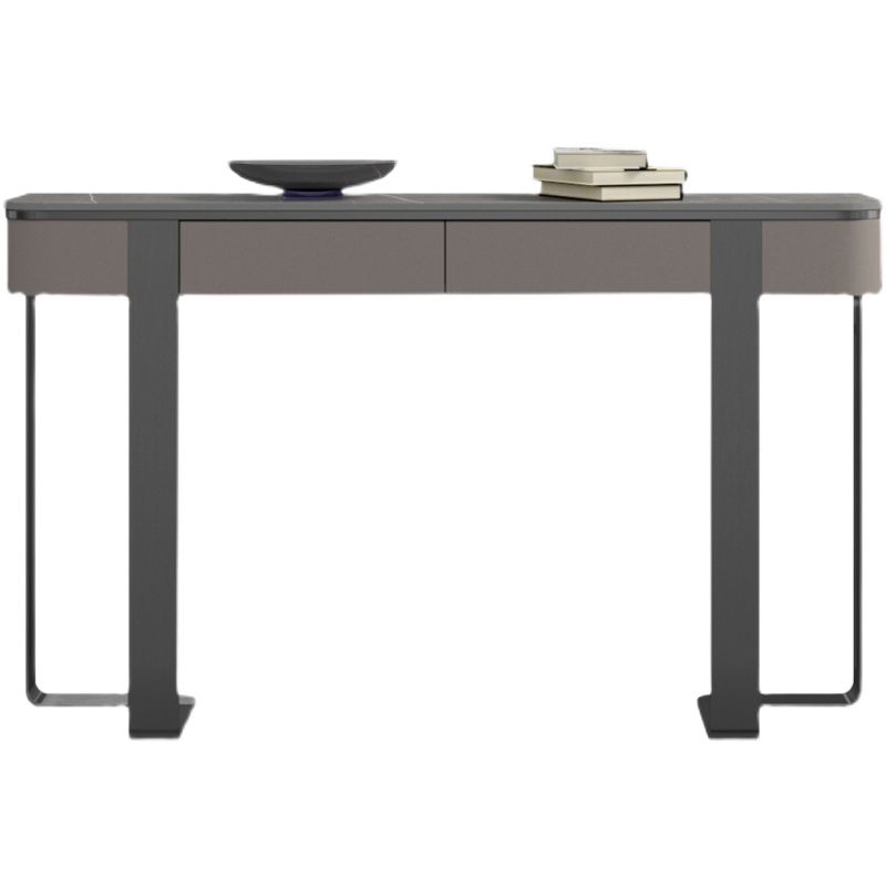 Stone Half Moon Console Table Modern 13.78" W Accent Table for Hall