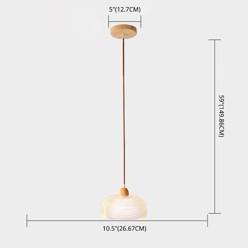 Nordic Shaded Pendant Lighting Fixture Wooden Bedroom Hanging Light Fixture in Wood