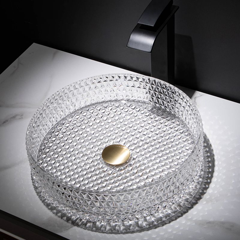 Modern Clear Wash Stand Glass Trough Bathroom Sink for Bathroom