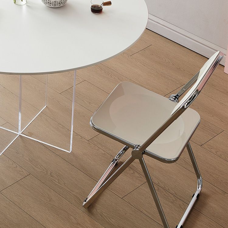 Round Dining Table Set 1/3/4/5 Pcs Acrylic Base Dining Table with Plastic Side Chairs