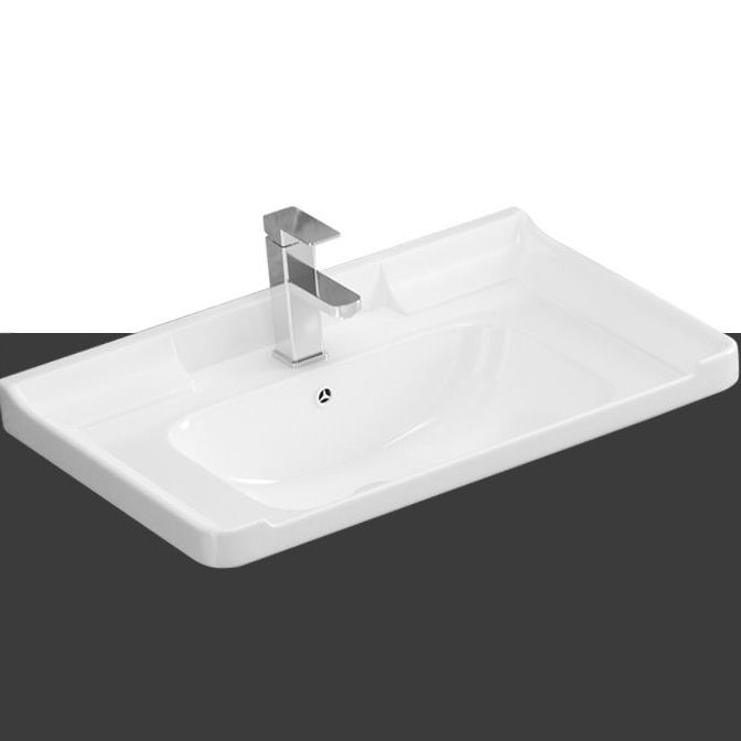 Wall Mount Single Bathroom Vanity Modern White Rectangular Wood Vanity Set